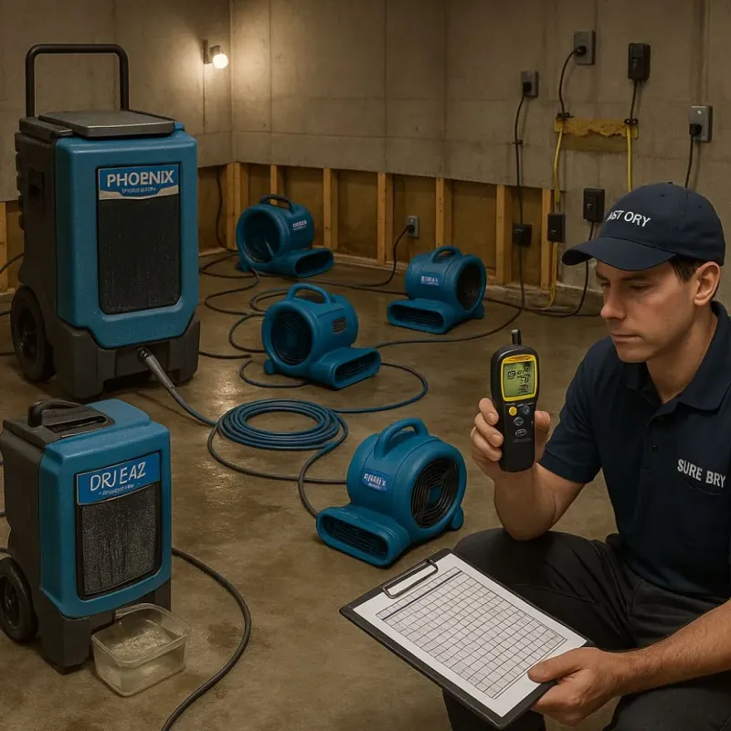 Structural Drying and Dehumidification process in Florida Ridge, FL